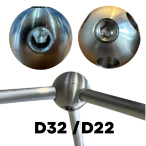 Premium Kugelverbinder D32; D22 - Kompatibel mit 10*2 (D32) und 8*2mm (D22) Stangen)